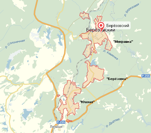 Карта районов Березовского
